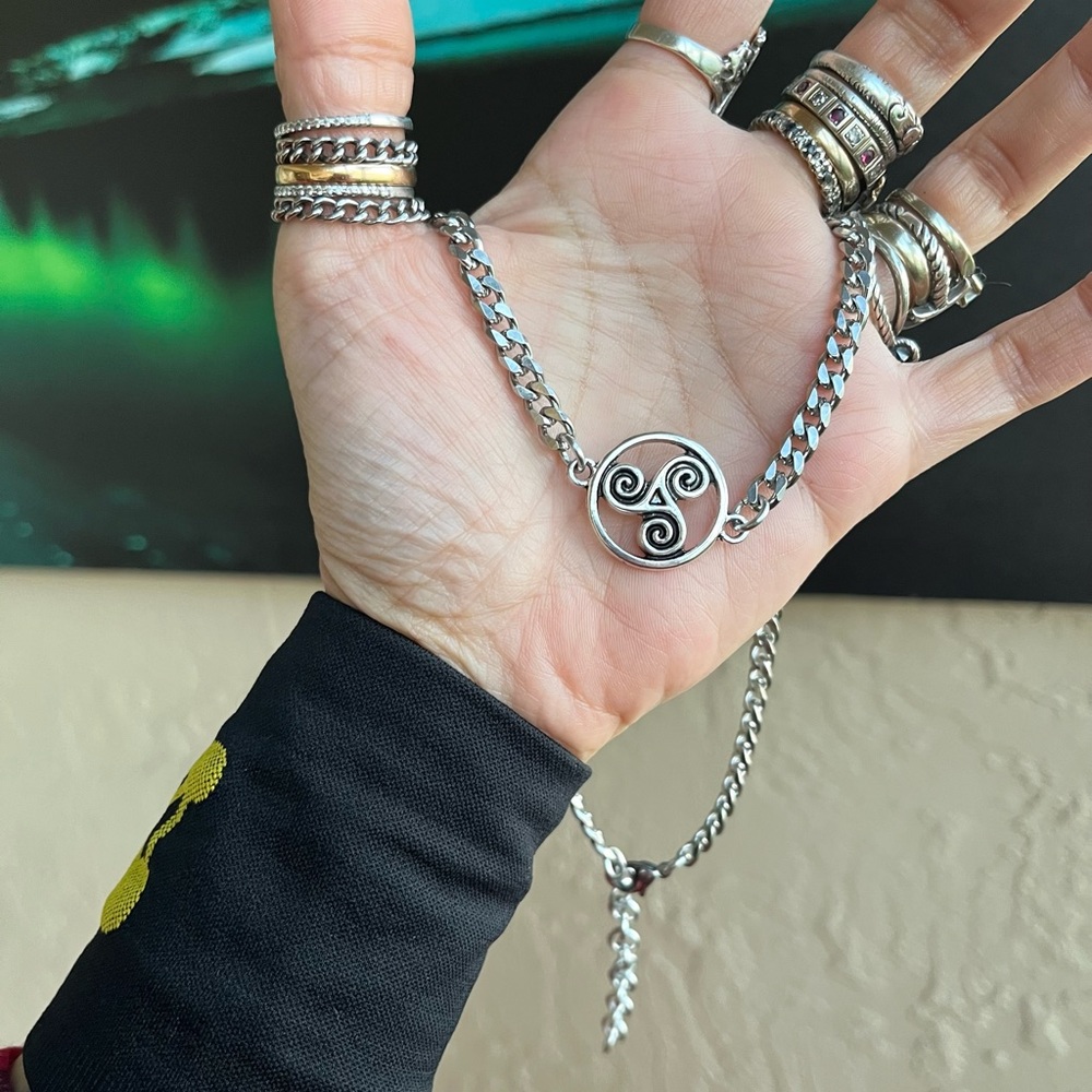 Handmade celtic knot trisquel cuban chain link stainless steel choker necklace - Picture 8 of 13